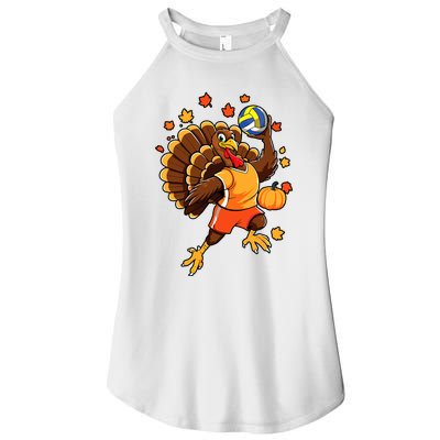 Turkey Playing Volleyball Thanksgiving Volleyball Player Women's Perfect Tri Rocker Tank