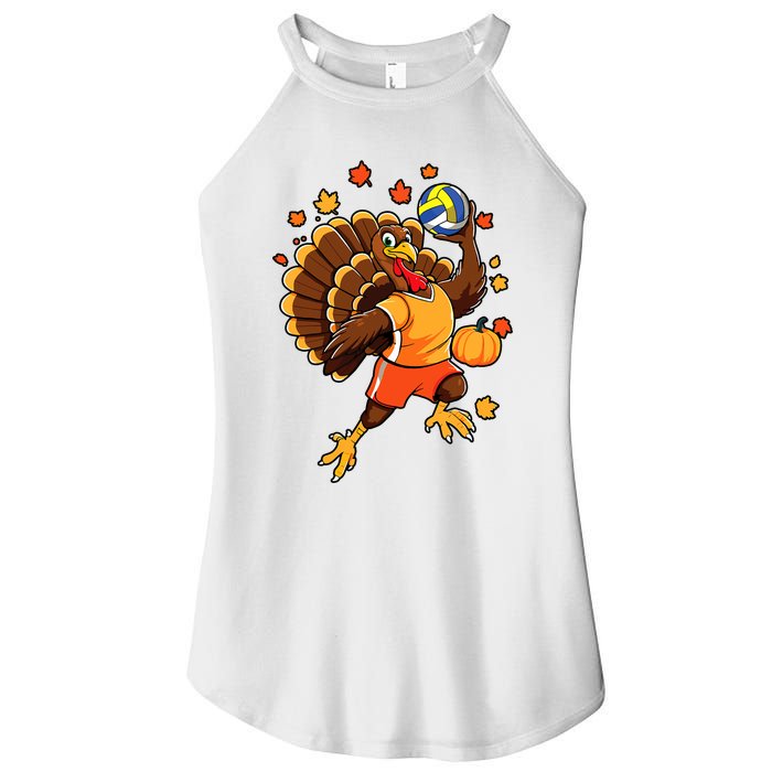 Turkey Playing Volleyball Thanksgiving Volleyball Player Women's Perfect Tri Rocker Tank