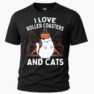 Theme Park Vacation I Love Roller Coasters And Cats Cooling Performance Crew T-Shirt