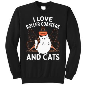 Theme Park Vacation I Love Roller Coasters And Cats Sweatshirt