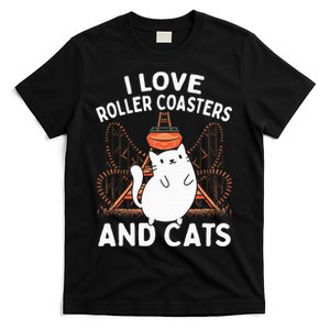 Theme Park Vacation I Love Roller Coasters And Cats T-Shirt