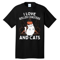 Theme Park Vacation I Love Roller Coasters And Cats Tall T-Shirt