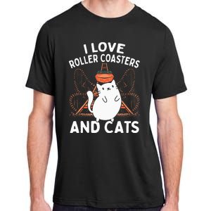 Theme Park Vacation I Love Roller Coasters And Cats Adult ChromaSoft Performance T-Shirt