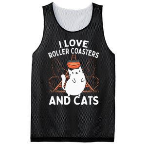 Theme Park Vacation I Love Roller Coasters And Cats Mesh Reversible Basketball Jersey Tank