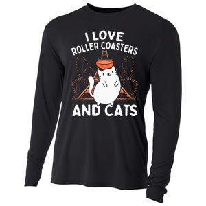 Theme Park Vacation I Love Roller Coasters And Cats Cooling Performance Long Sleeve Crew