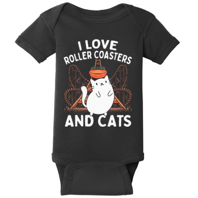 Theme Park Vacation I Love Roller Coasters And Cats Baby Bodysuit