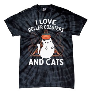 Theme Park Vacation I Love Roller Coasters And Cats Tie-Dye T-Shirt