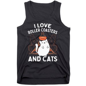 Theme Park Vacation I Love Roller Coasters And Cats Tank Top