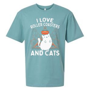 Theme Park Vacation I Love Roller Coasters And Cats Sueded Cloud Jersey T-Shirt