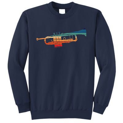 Trumpet Player Vintage Marching Band Retro Sunset Design Sweatshirt