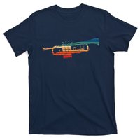 Trumpet Player Vintage Marching Band Retro Sunset Design T-Shirt