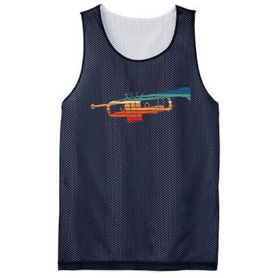 Trumpet Player Vintage Marching Band Retro Sunset Design Mesh Reversible Basketball Jersey Tank