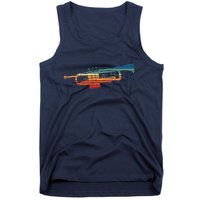 Trumpet Player Vintage Marching Band Retro Sunset Design Tank Top