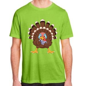 Turkey Playing Video Game Thanksgiving Gaming Gamer Cool Gift Adult ChromaSoft Performance T-Shirt