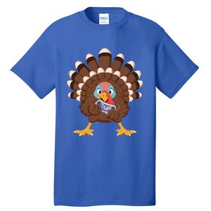 Turkey Playing Video Game Thanksgiving Gaming Gamer Cool Gift Tall T-Shirt