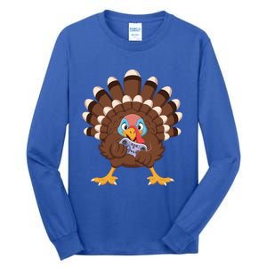 Turkey Playing Video Game Thanksgiving Gaming Gamer Cool Gift Tall Long Sleeve T-Shirt