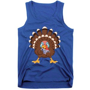 Turkey Playing Video Game Thanksgiving Gaming Gamer Cool Gift Tank Top