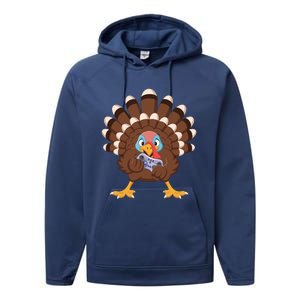 Turkey Playing Video Game Thanksgiving Gaming Gamer Cool Gift Performance Fleece Hoodie