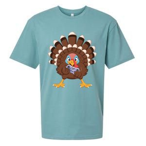 Turkey Playing Video Game Thanksgiving Gaming Gamer Cool Gift Sueded Cloud Jersey T-Shirt