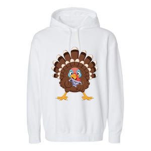 Turkey Playing Video Game Thanksgiving Gaming Gamer Cool Gift Garment-Dyed Fleece Hoodie