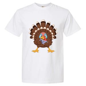 Turkey Playing Video Game Thanksgiving Gaming Gamer Cool Gift Garment-Dyed Heavyweight T-Shirt