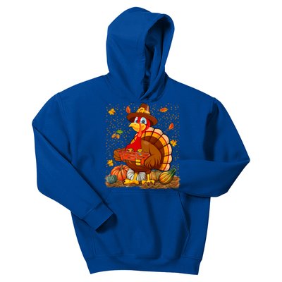 Turkey Playing Video Games Thanksgiving Gamer Fall Pumpkins Gift Kids Hoodie