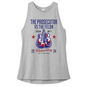 The Prosecutor Vs The Felon Democracy Kamalaharris Trump Ladies PosiCharge Tri-Blend Wicking Tank