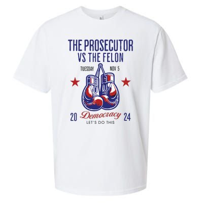 The Prosecutor Vs The Felon Democracy Kamalaharris Trump Sueded Cloud Jersey T-Shirt