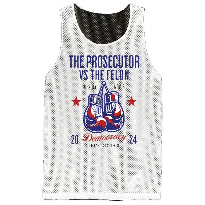 The Prosecutor Vs The Felon Democracy Kamalaharris Trump Mesh Reversible Basketball Jersey Tank