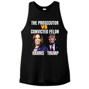 The Prosecutor Versus The Convicted Felon Harris Vs Trump Premium Ladies PosiCharge Tri-Blend Wicking Tank