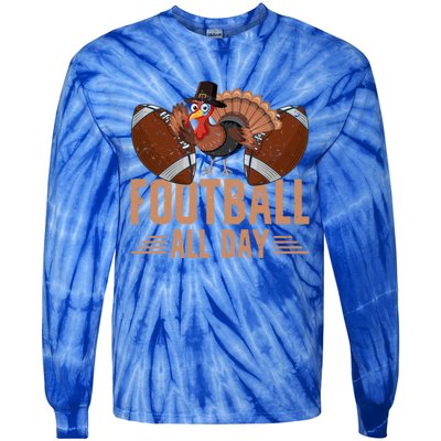 Thanksgiving Probably Watching Football All Day Turkey Gift Tie-Dye Long Sleeve Shirt