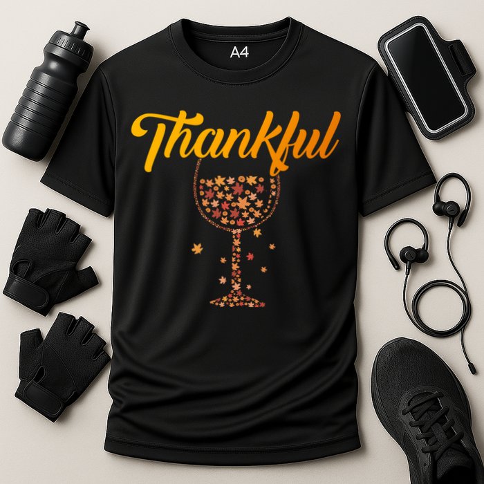 Thankful Pumpkin Wine, Thankful Grateful Blessed Autumn Fall 2022 Cooling Performance Crew T-Shirt
