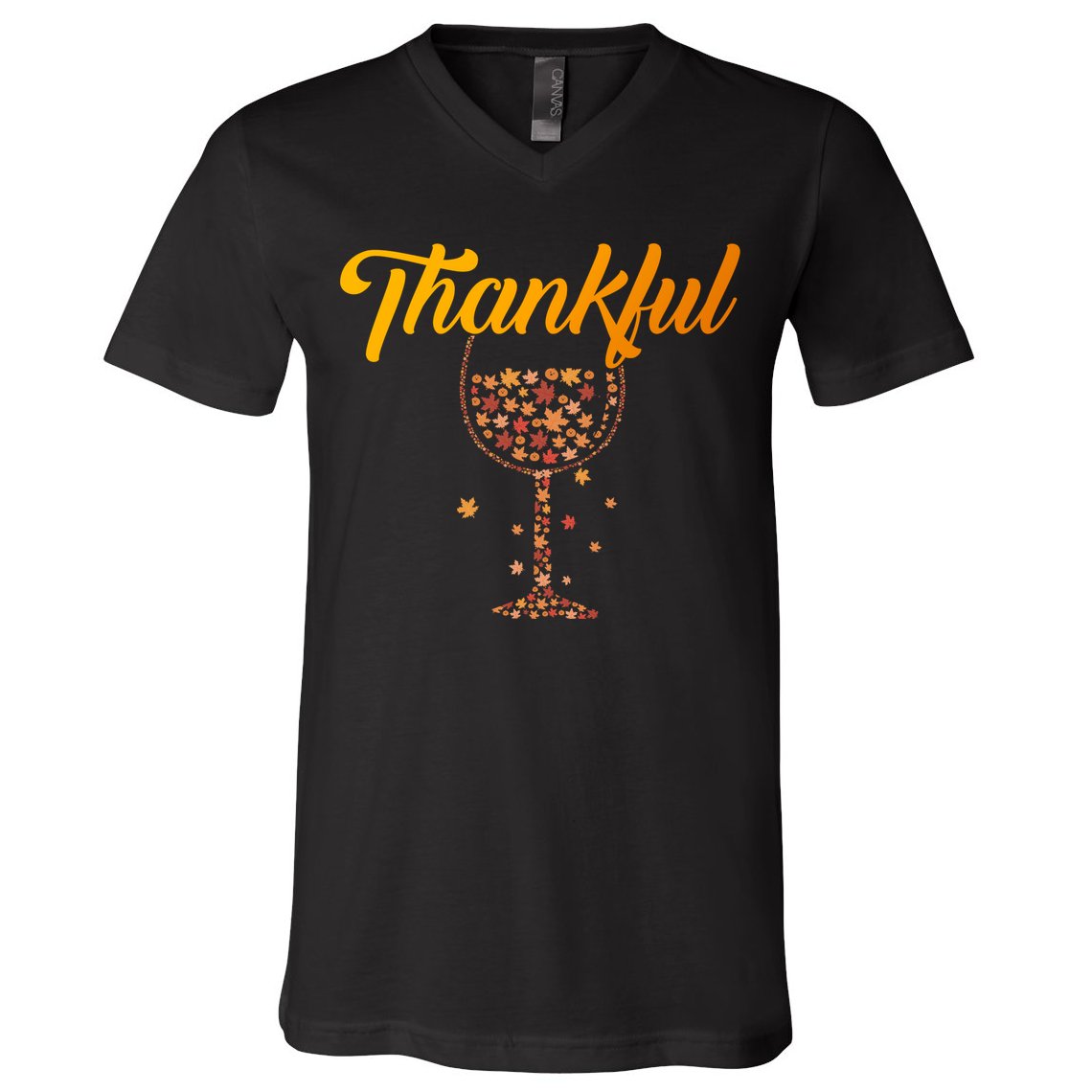 Thankful Pumpkin Wine, Thankful Grateful Blessed Autumn Fall 2022 V-Neck T-Shirt