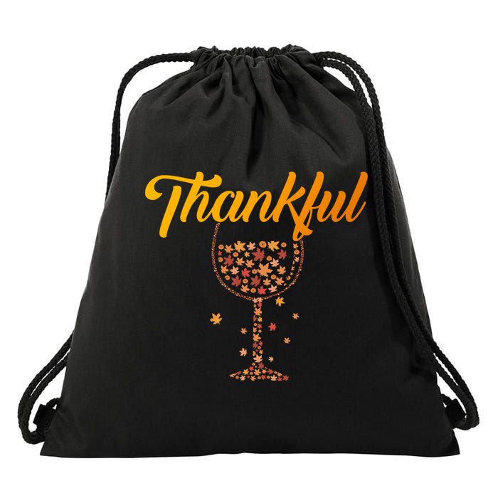 Thankful Pumpkin Wine, Thankful Grateful Blessed Autumn Fall 2022 Drawstring Bag