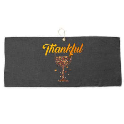 Thankful Pumpkin Wine, Thankful Grateful Blessed Autumn Fall 2022 Large Microfiber Waffle Golf Towel