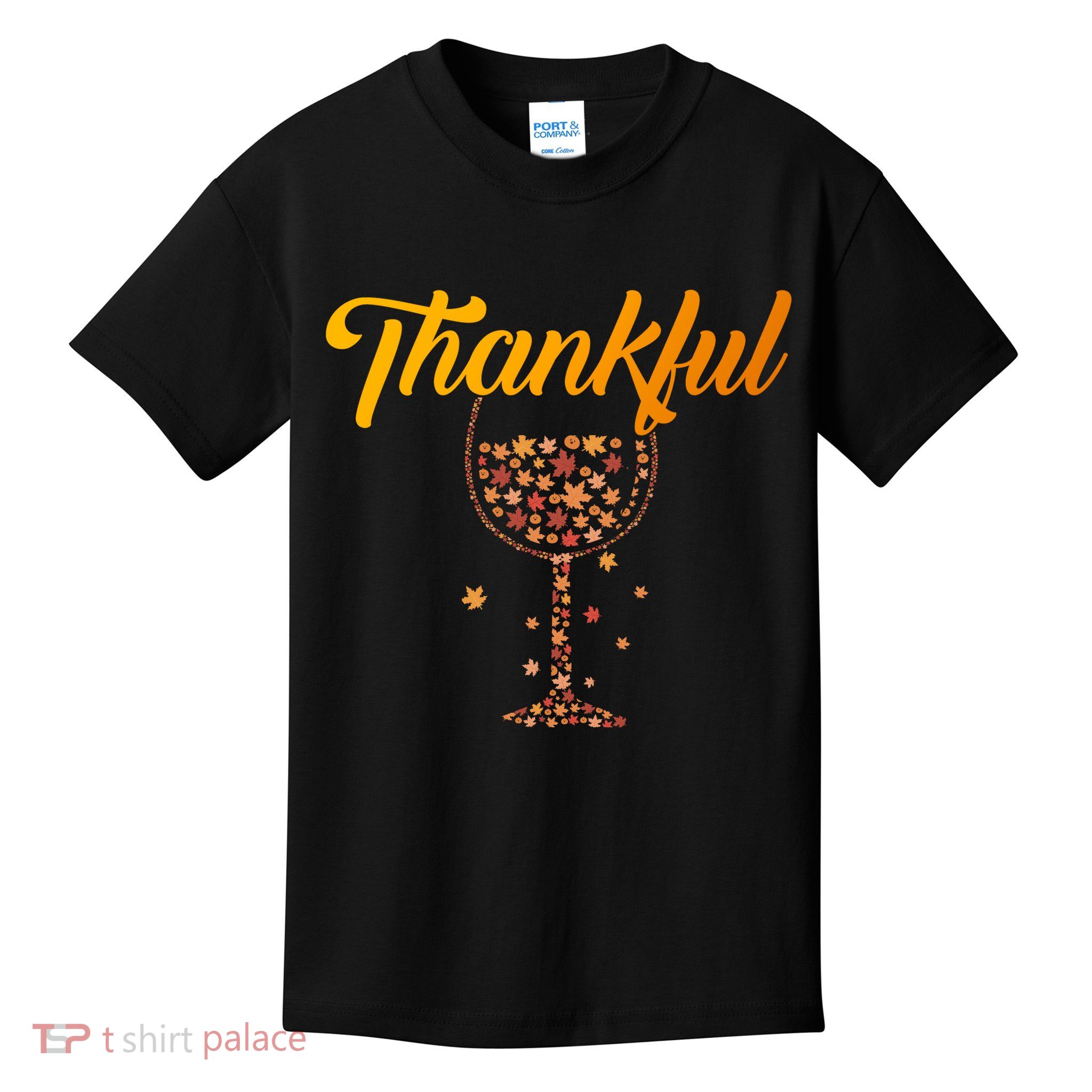 Thankful Pumpkin Wine, Thankful Grateful Blessed Autumn Fall 2022 Kids T-Shirt