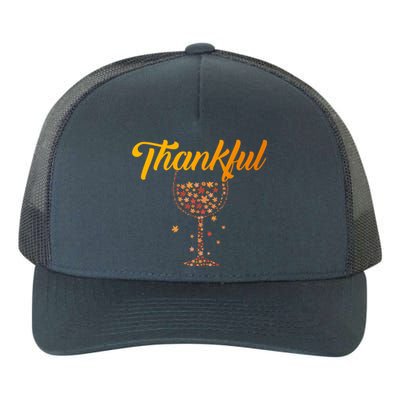 Thankful Pumpkin Wine, Thankful Grateful Blessed Autumn Fall 2022 Yupoong Adult 5-Panel Trucker Hat