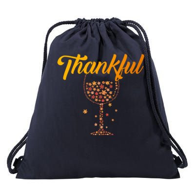 Thankful Pumpkin Wine, Thankful Grateful Blessed Autumn Fall 2022 Drawstring Bag