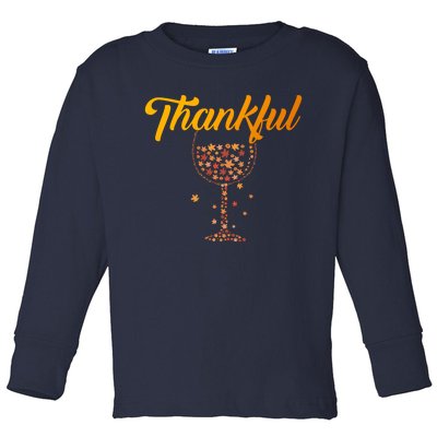 Thankful Pumpkin Wine, Thankful Grateful Blessed Autumn Fall 2022 Toddler Long Sleeve Shirt