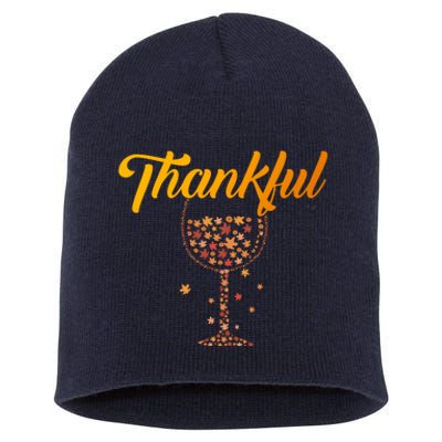 Thankful Pumpkin Wine, Thankful Grateful Blessed Autumn Fall 2022 Short Acrylic Beanie