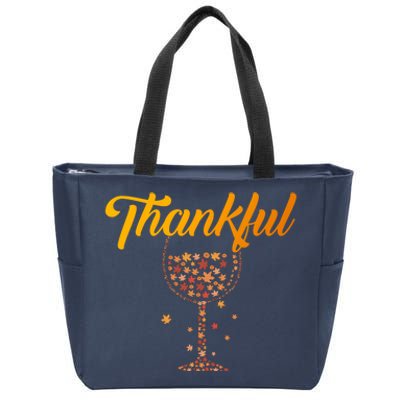 Thankful Pumpkin Wine, Thankful Grateful Blessed Autumn Fall 2022 Zip Tote Bag