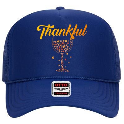 Thankful Pumpkin Wine, Thankful Grateful Blessed Autumn Fall 2022 High Crown Mesh Back Trucker Hat