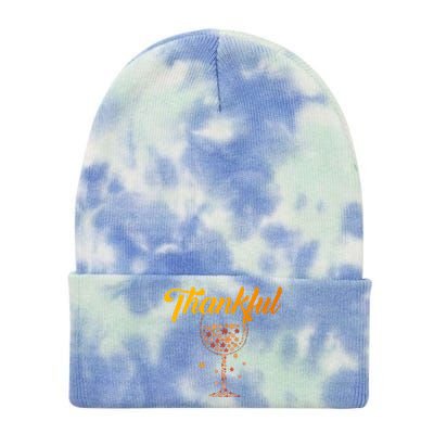 Thankful Pumpkin Wine, Thankful Grateful Blessed Autumn Fall 2022 Tie Dye 12in Knit Beanie