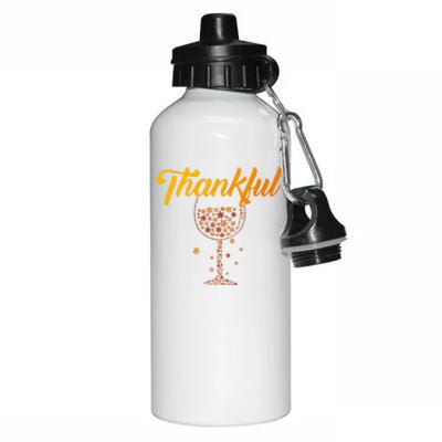 Thankful Pumpkin Wine, Thankful Grateful Blessed Autumn Fall 2022 Aluminum Water Bottle