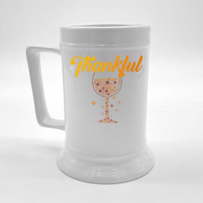 Thankful Pumpkin Wine, Thankful Grateful Blessed Autumn Fall 2022 Beer Stein