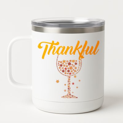 Thankful Pumpkin Wine, Thankful Grateful Blessed Autumn Fall 2022 12 oz Stainless Steel Tumbler Cup