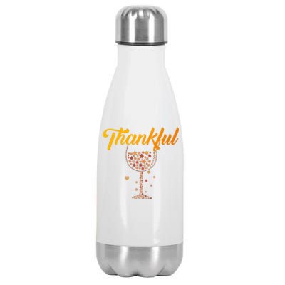 Thankful Pumpkin Wine, Thankful Grateful Blessed Autumn Fall 2022 Stainless Steel Insulated Water Bottle