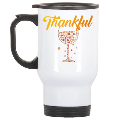 Thankful Pumpkin Wine, Thankful Grateful Blessed Autumn Fall 2022 Stainless Steel Travel Mug