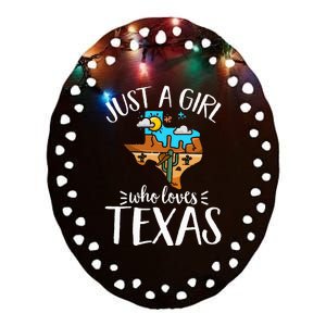 Texas Pride Women Just A Girl Who Loves Her Texas Ceramic Oval Ornament