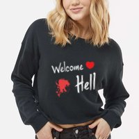 Touhou Project Welcome Hell Gensokyo Relaxed Cropped Pullover Crew